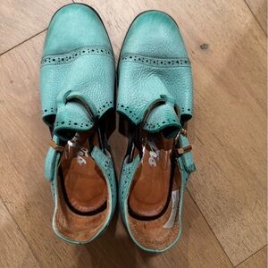 Women's Turquoise Leather Shoes Booties